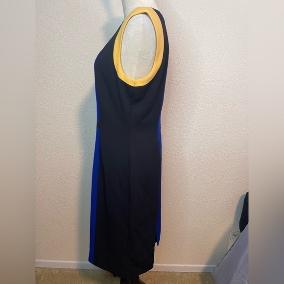 Kasper Dress Blue Black Gold Colorblocked Sleeveless Sheath NWT - Picture 5 of 8